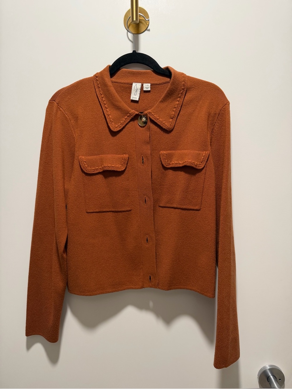 Joie Rust Orange Button-Up Knit Cardigan Jacket